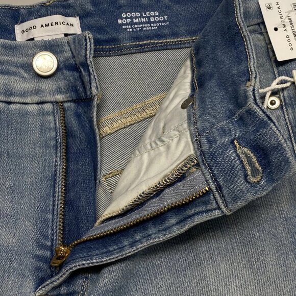 NEW GOOD AMERICANS Good Legs Crop Mini Boot Jeans – Light Blue Soft Tech – 10 - Picture 8 of 10